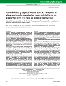 Sensibilidad y especificidad del CA 19