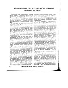 recomendaciones para la solucion de problemas sanitarios en bolivia