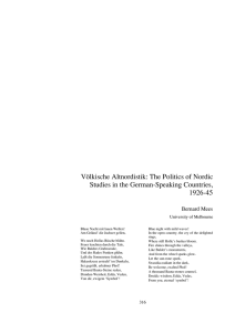 Völkische Altnordistik: The Politics of Nordic Studies in the German