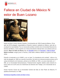 Fallece en Ciudad de México N estor de Buen Lozano