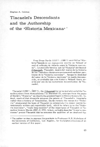 Tlacaelel`s Descendants and the Authorship of the "Historia Mexicana"`