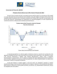 Producto Interno Bruto crece 2.0% al tercer trimestre de 2014