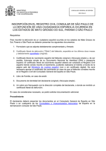 inscripción en el registro civil consular de são paulo de la defunción