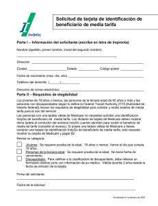 Solicitud de tarjeta de identificación de beneficiario de media tarifa