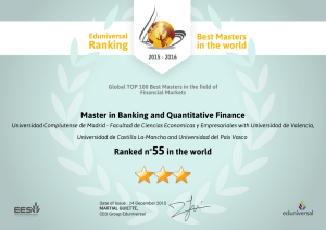 Master in Banking and Quantitative Finance Ranked nº55in the world