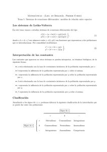 Los sistemas de Lotka-Volterra Interpretación de las constantes