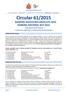 Reglamento Ranking Nacional Absoluto y Sub 18 Masculino 2016