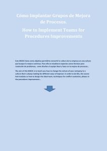 Cómo Implantar Grupos de Mejora de Procesos. How to Implement