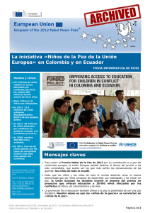 Niños de la Paz de la Unión Europea» en Colombia y en