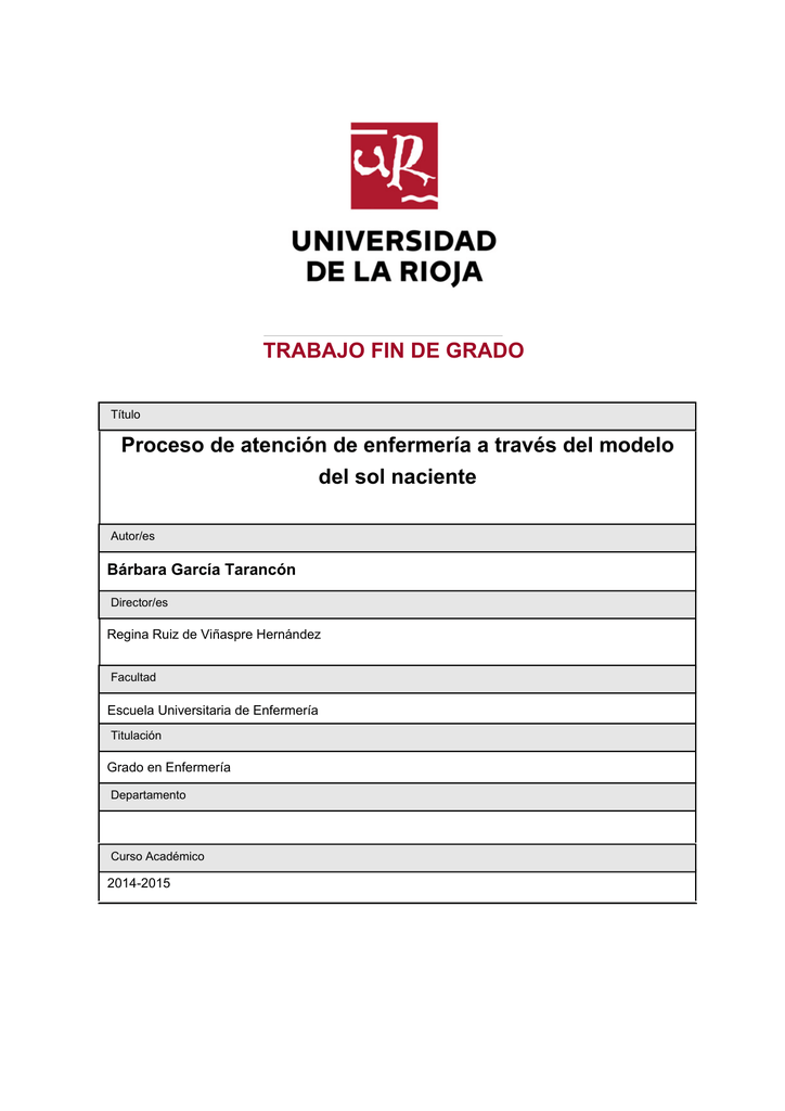 Proceso de atención de enfermería a través del modelo del sol