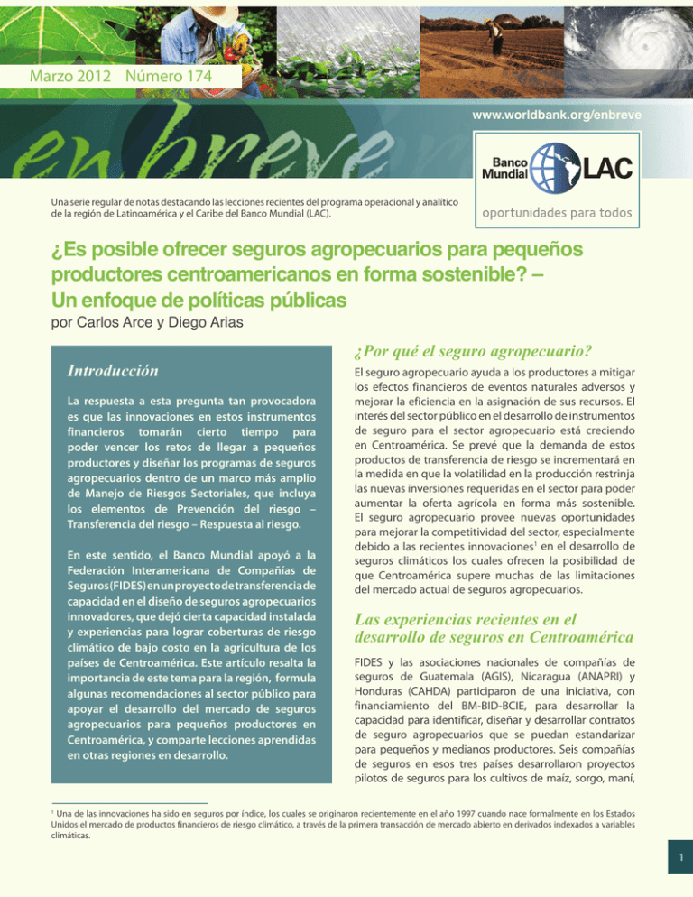 ¿Es Posible Ofrecer Seguros Agropecuarios Para Pequeños