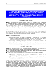 tasa por inspección de vehículos, calderas de vapor, motores