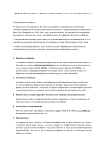 Comunicación a los clientes - Banque Privée Espírito Santo SA en