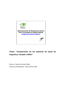 “Comparación de los sistemas de salud de Argentina, Canadá y
