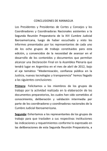 CONCLUSIONES DE MANAGUA Los Presidentes y Presidentas de