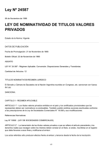 Ley Nº 24587 LEY DE NOMINATIVIDAD DE TITULOS