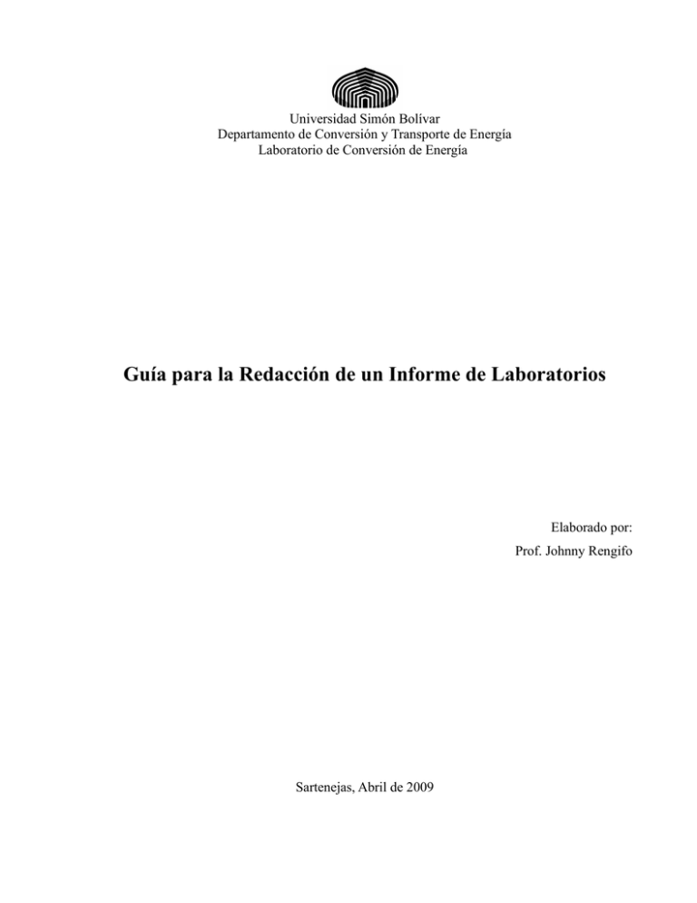 Guía Para La Redacción De Un Informe De Laboratorios