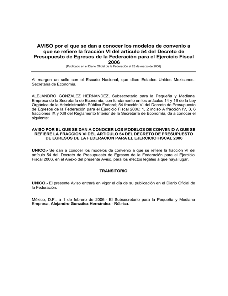 AVISO Por El Que Se Dan A Conocer Los Modelos De