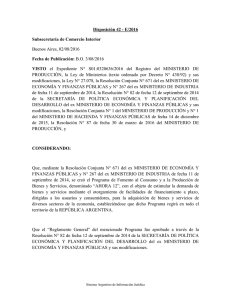 Disposición 42 - E/2016 Subsecretaría de Comercio Interior Buenos