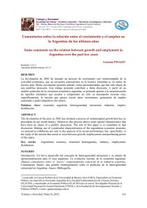 Comentarios sobre la relación entre el crecimiento y el empleo en la