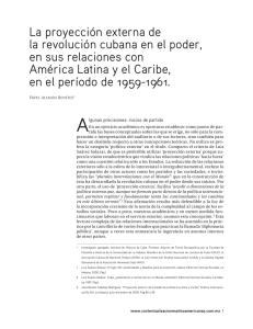 La proyección externa de la revolución cubana en el poder, en sus