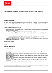 Certificaciones: Solicitud de certificado de declaración de domicilio