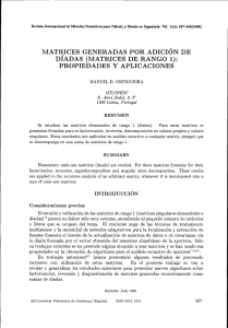 matrices generadas por adicion de díadas (matrices de rango 1)