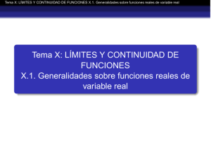 Tema X: LÍMITES Y CONTINUIDAD DE FUNCIONES X.1