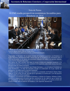 El FMI resalta perspectivas económicas favorables para Honduras