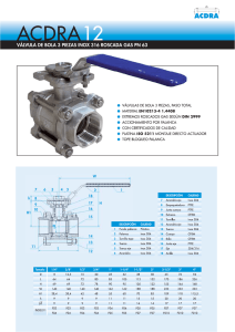 válvula de bola 3 piezas inox 316 roscada gas pn 63