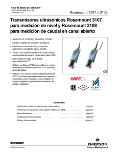 Transmisores ultrasónicos Rosemount 3107 para medición de nivel
