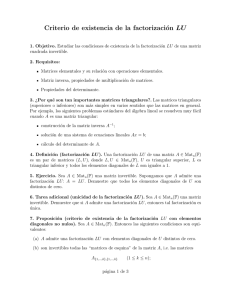 Criterio de existencia de la factorización LU