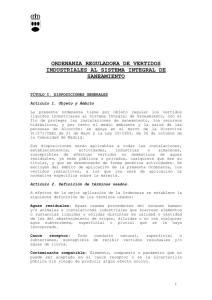 ORDENANZA REGULADORA DE VERTIDOS INDUSTRIALES AL