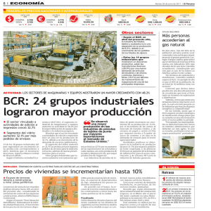 BCR: 24 grupos industriales lograron mayor producción