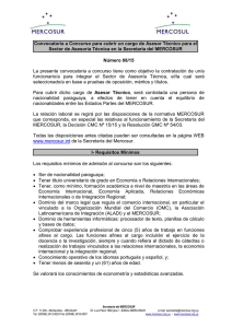 Convocatoria a Concurso para cubrir un cargo de Asesor Técnico