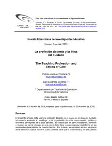 La profesión docente y la ética del cuidado The Teaching