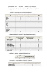 Sesiones de Pleno y de Salas, y asistencia de Ministros