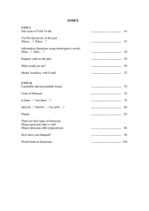 UNIT I Past tense of Verb To-Be
