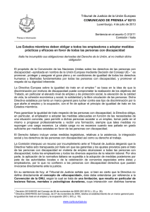 Tribunal de Justicia de la Unión Europea COMUNICADO DE