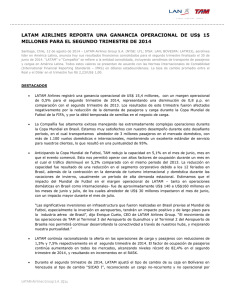 lan airlines reporta estadísticas operacionales de abril 2009