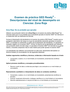Examen de práctica GED Ready - Descripciones del nivel de