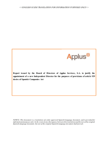 Report issued by the Board of Directors of Applus Services, S.A. to