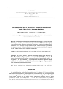 Los ejemplares tipo de Histeridae (Coleoptera), depositados en la