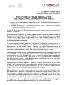 MUNICIPIOS DE MORELOS RECIBEN APOYO DE BANOBRAS
