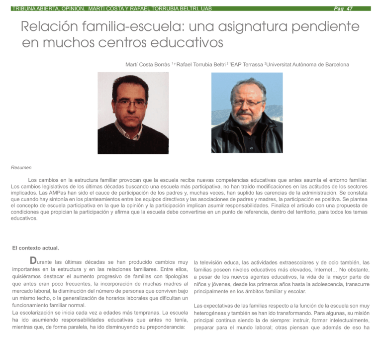 Nº 4. Relación familiaescuela una asignatura