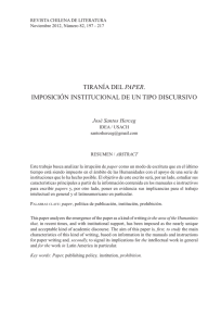 Tiranía del paper. Imposición institucional de un tipo discursivo