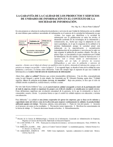 LA GARANTÍA DE LA CALIDAD DE LOS PRODUCTOS Y