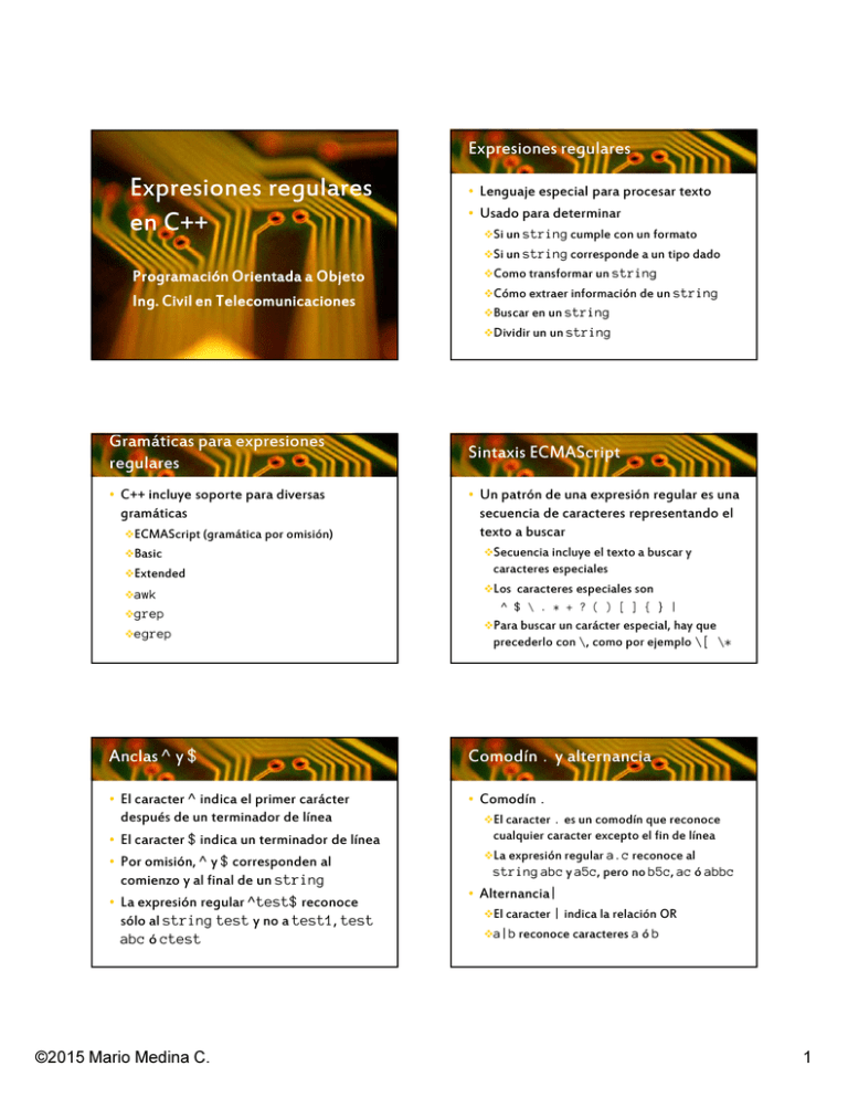 Expresiones regulares en C++