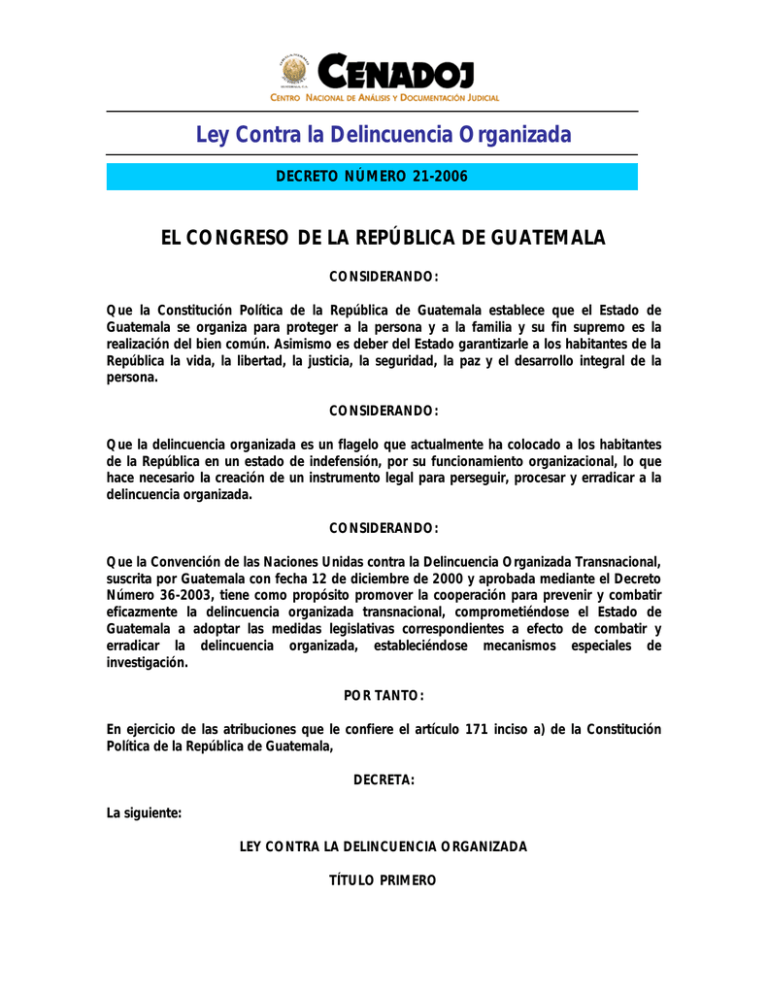 10 Ley Contra Delincuencia Organizada 1 Ley Contra La Delincuencia