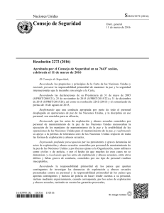 Resolución 2272 - Consejo de Seguridad de las Naciones Unidas